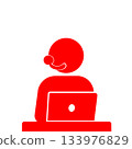 客服人員剪影（紅色） 133976829