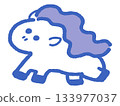 Cute horse character with blue mane 133977037