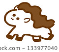 A cute brown hand-drawn horse-like character 133977040