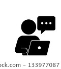 用電腦傳送訊息的人物圖示（黑色） 133977087