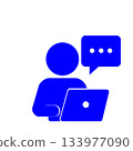 用電腦傳送訊息的人物圖示（藍色） 133977090