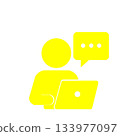 用電腦傳送訊息的圖示（黃色） 133977097