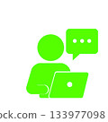 用電腦傳送訊息的圖示（綠色） 133977098