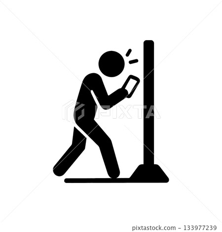 Distracted Phone Walking Icon 133977239