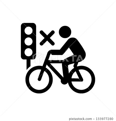 Cyclist Disobeying Traffic Signal Icon Cyclist Disobeying Traffic Signal Icon 133977280