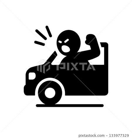 Aggressive Road Rage Driver Icon 133977329