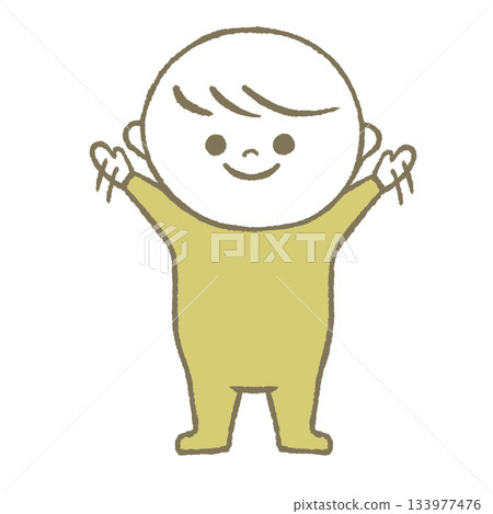 孩子揮舞著雙手 黃色 133977476