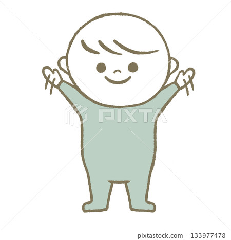 Child waving both hands, light blue 133977478