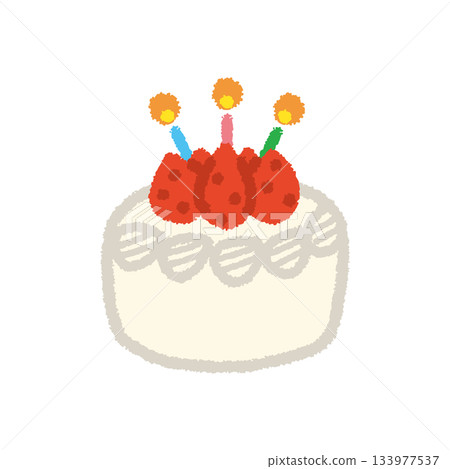 生日蛋糕簡約插畫，粉彩可愛圖標 133977537