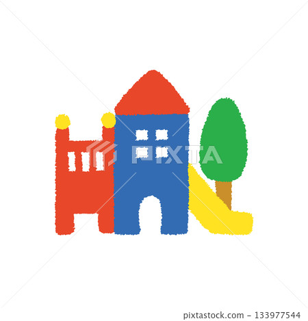 Playground equipment, hand-drawn, simple illustration, pastel, cute, children's icon Playground equipment, hand-drawn, simple illustration, pastel, cute, children's icon 133977544