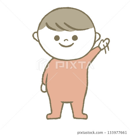 揮手的孩子粉紅 133977661