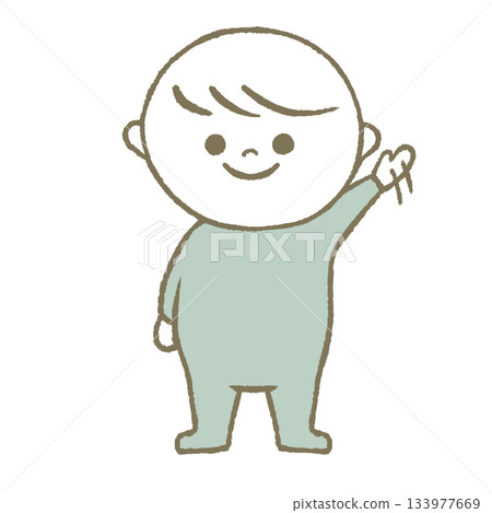 Child waving, light blue Child waving, light blue 133977669