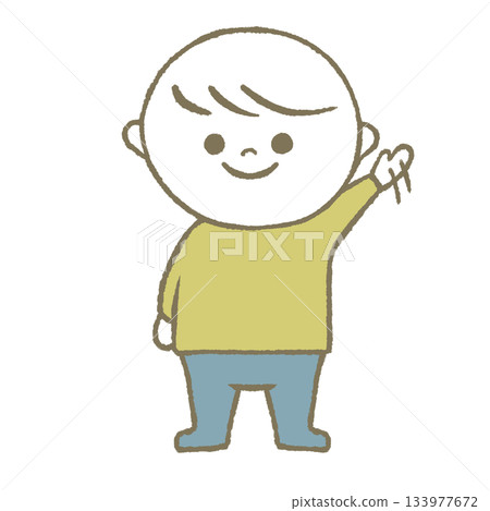 Waving child yellow Waving child yellow 133977672