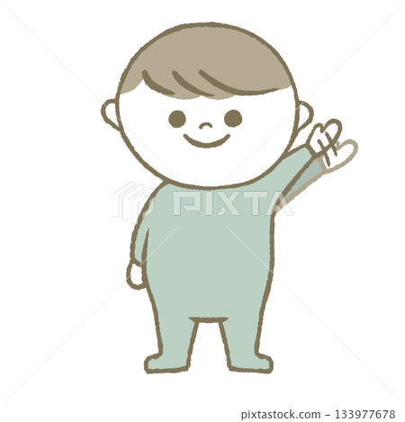 Child waving, light blue Child waving, light blue 133977678