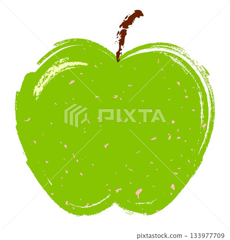 Green apple with paint brushstrokes and grainy texture hand drawn style vector illustration Green apple with paint brushstrokes and grainy texture hand drawn style vector illustration 133977709