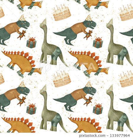 Enjoy a Fun Dinosaur Party Pattern perfect for Kids Decor and Exciting Designs Galore 133977964