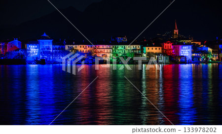 Christmas landscape at night on Fisherman's Island Christmas landscape at night on Fisherman's Island 133978202
