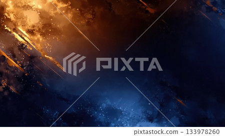 A blue and orange background with a black line 133978260