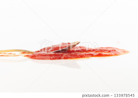 tomato ketchup isolated on white background spoon 133978545