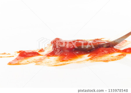 tomato ketchup isolated on white background spoon 133978548