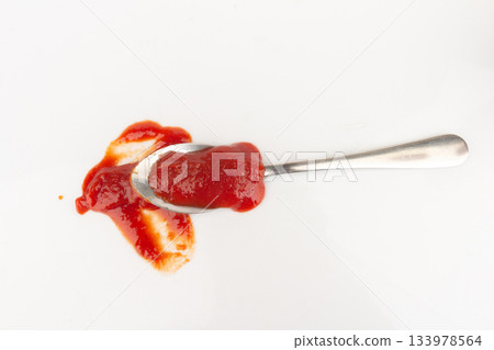 tomato ketchup isolated on white background spoon 133978564