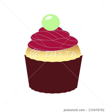 Cupcakes with purple sweet potato cream and muscat grapes Cupcakes with purple sweet potato cream and muscat grapes 133978792