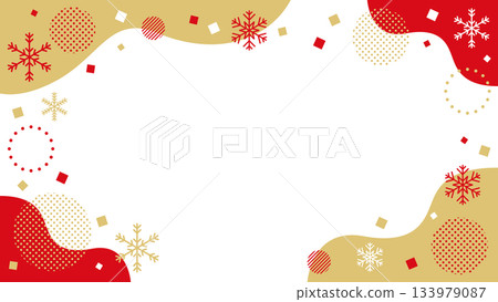 冬季雪花抽象幾何圖案邊框素材背景素材 16:9 尺寸向量金 冬季雪花抽象幾何圖案邊框素材背景素材 16:9 尺寸向量金 133979087