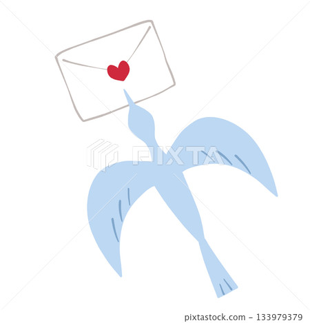 嘴裡叼著信飛的鳥 133979379