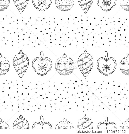 Seamless pattern. Line drawing of winter symbols. Seamless pattern. Line drawing of winter symbols. 133979422
