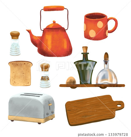 kitchen poster, illustration of kitchen utensils for your design kitchen poster, illustration of kitchen utensils for your design 133979728