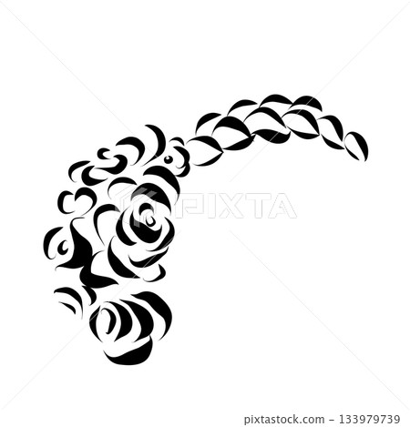 The Day of the Dead Line art illustration of a Mexican flower wreath headpiece. 133979739