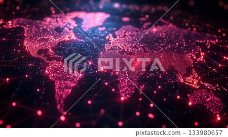 Global network background with connection paths and data points. Global network background with connection paths and data points. 133980657