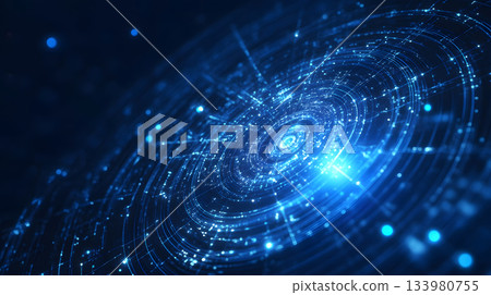 Satellite and signal transmission background with radar and orbit visuals. 133980755