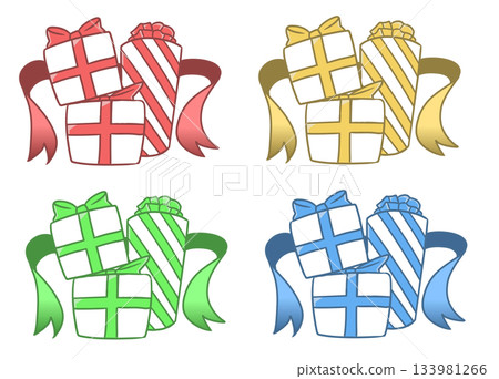 Set of 4 gift box illustrations Set of 4 gift box illustrations 133981266