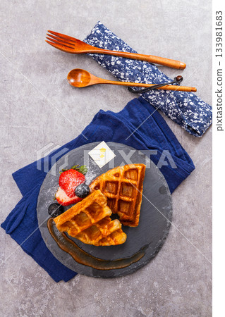 waffles with fresh berries waffles with fresh berries 133981683