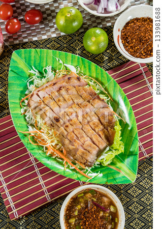 pork steak with sauce pork steak with sauce 133981688