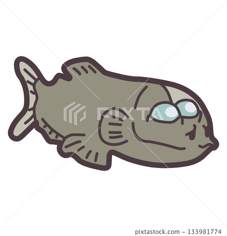 一張簡單、變形的可愛德米尼吉斯魚插圖 一張簡單、變形的可愛德米尼吉斯魚插圖 133981774