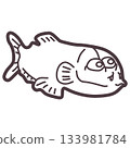 一張簡單、變形的可愛德米尼吉斯魚插圖 133981784