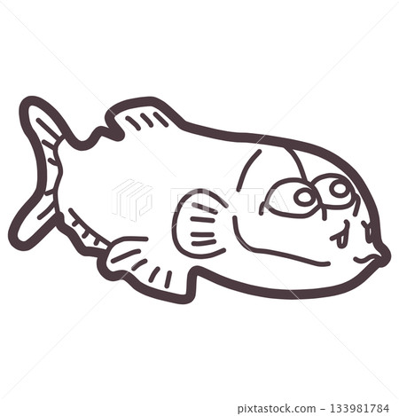 一張簡單、變形的可愛德米尼吉斯魚插圖 133981784