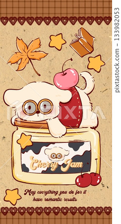 Adorable Cartoon Animal and Food Illustrations with Playful Sweet Designs 133982053