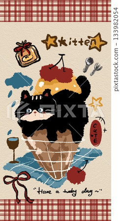 Adorable Cartoon Animal and Food Illustrations with Playful Sweet Designs 133982054