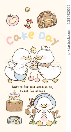 Adorable Cartoon Animal and Food Illustrations with Playful Sweet Designs 133982092