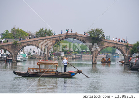 waterman sai  tourist l boat to Fangsheng bridge, Zhujiajiao town 133982183