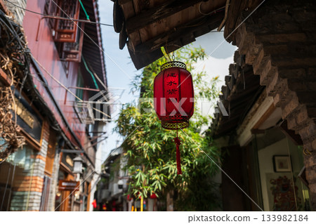 Red lantern hanging on shop ceiling at Zhujiajiao water town, Shanghai Red lantern hanging on shop ceiling at Zhujiajiao water town, Shanghai 133982184