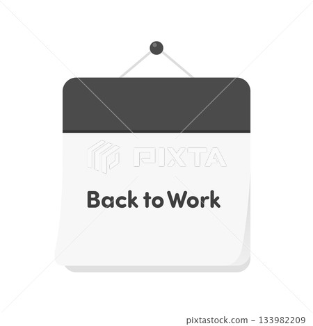 A daily calendar icon with the words "Back to Work" - an image of the start of work or the end of a long holiday 133982209