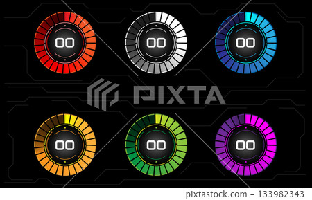Technology circle meter speed Number set collection on black grey cyber circuit design modern technology futuristic vector 133982343