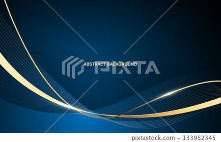 Abstract luxury golden ribbon wave curve on blue background vector 133982345