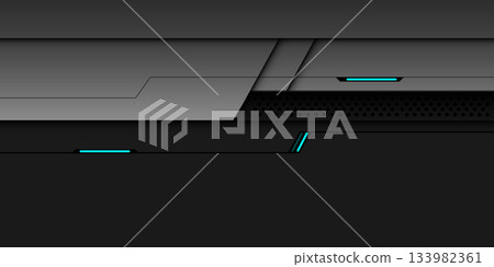 Abstract metal black line cyber circle mesh geometric design modern futuristic technology background vector 133982361