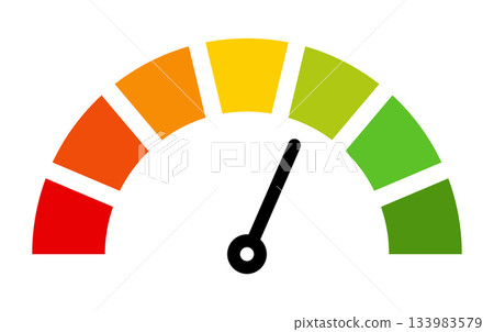 Speedometer gauge illustration showing performance level from red to green. Vibrant semicircle meter with gradient colors representing rating scale, progress indicator, efficiency, assessment concept Speedometer gauge illustration showing performance level from red to green. Vibrant semicircle meter with gradient colors representing rating scale, progress indicator, efficiency, assessment concept 133983579