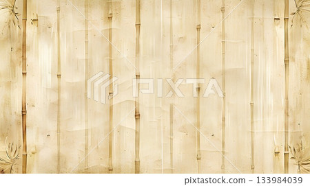 light beige background with vertical bamboo strips on the bottom and top of it, with frayed edges in between the horizontal stripes light beige background with vertical bamboo strips on the bottom and top of it, with frayed edges in between the horizontal stripes 133984039